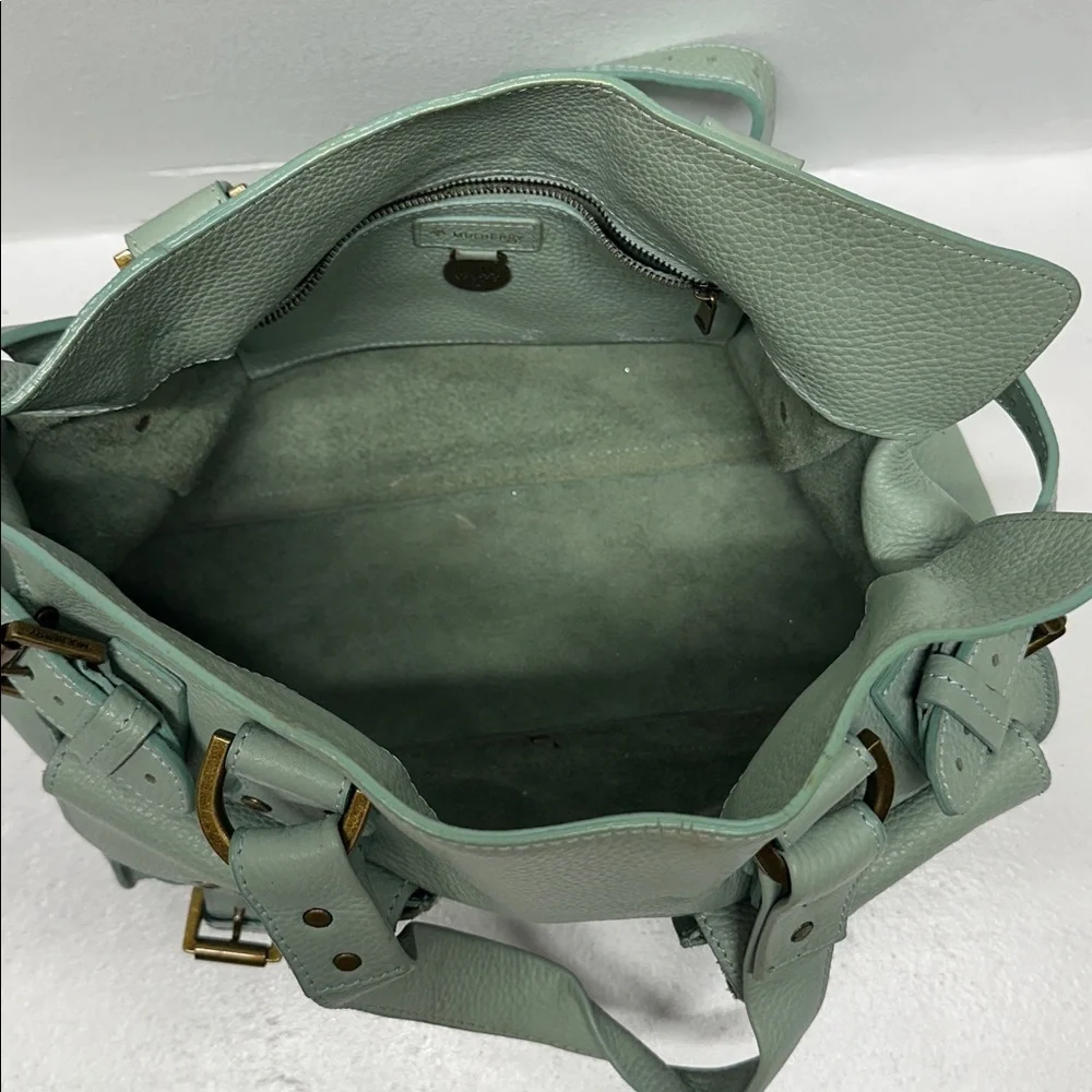 Mulberry Roxanne Satchel Bag Purse Studded Leather Limited Edition Green Gold - Picture 11 of 17